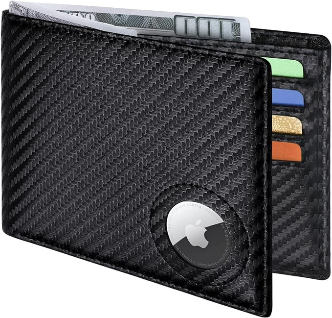 Slim Leather Wallet for Men Airtag Hidden,Large Bifold Mens Wallet RFID Blocking with ID Windows,... | Amazon (US)