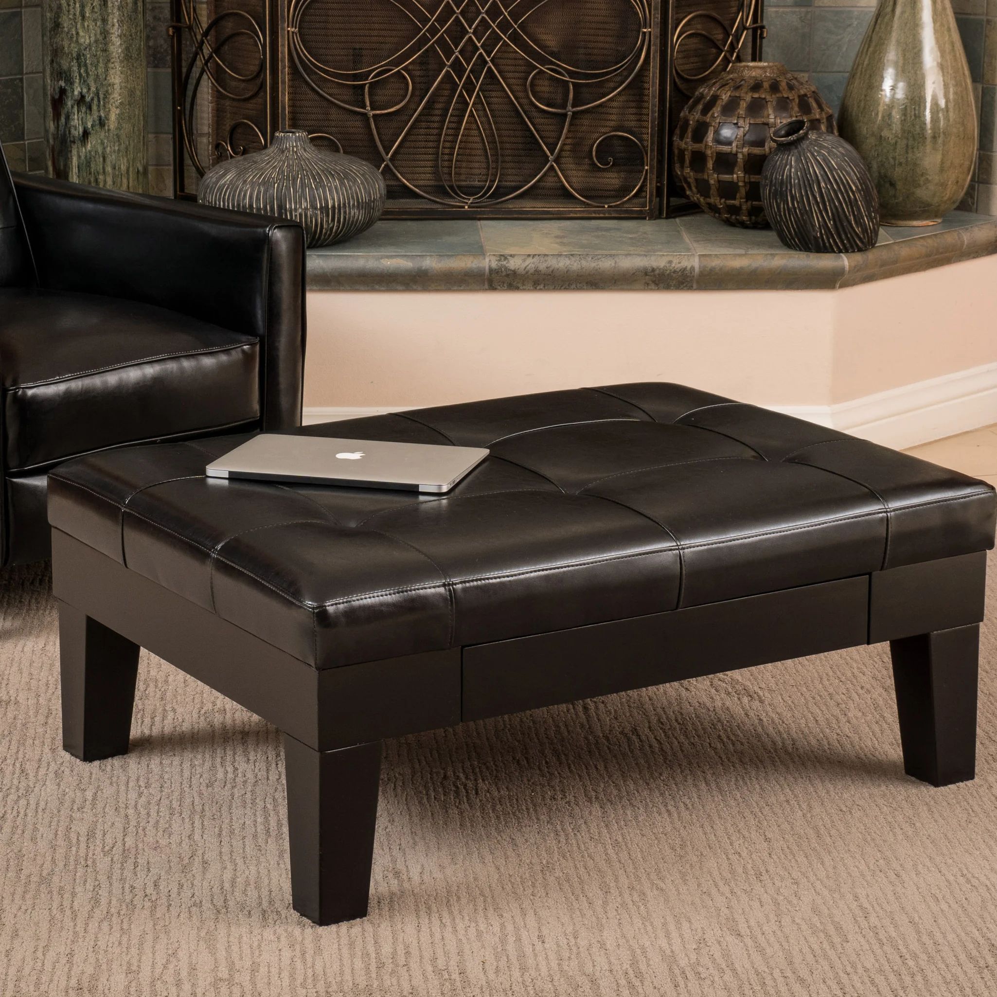 Brahmsley Faux Leather Ottoman | Wayfair North America