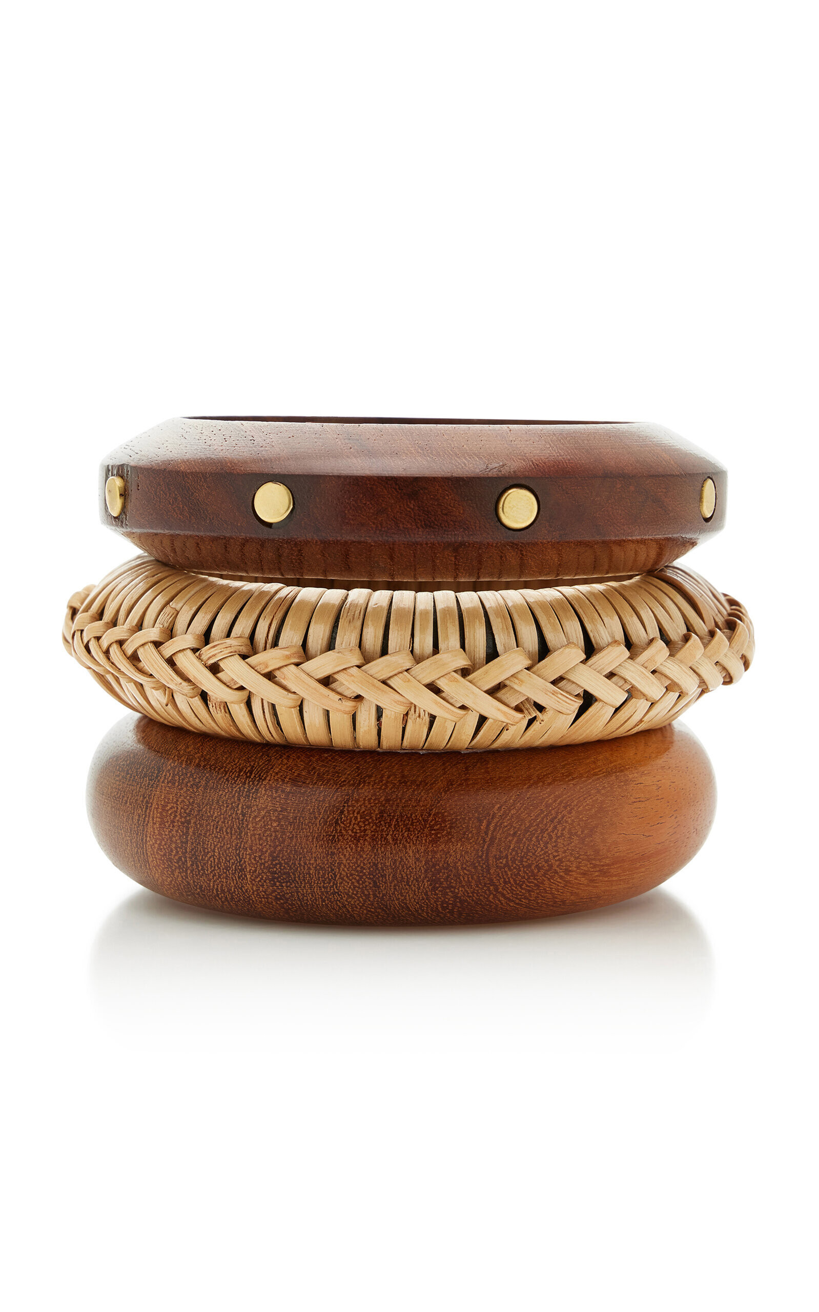 Exclusive La Isla Set-of-Three Wood, Straw Bangles | Moda Operandi (Global)