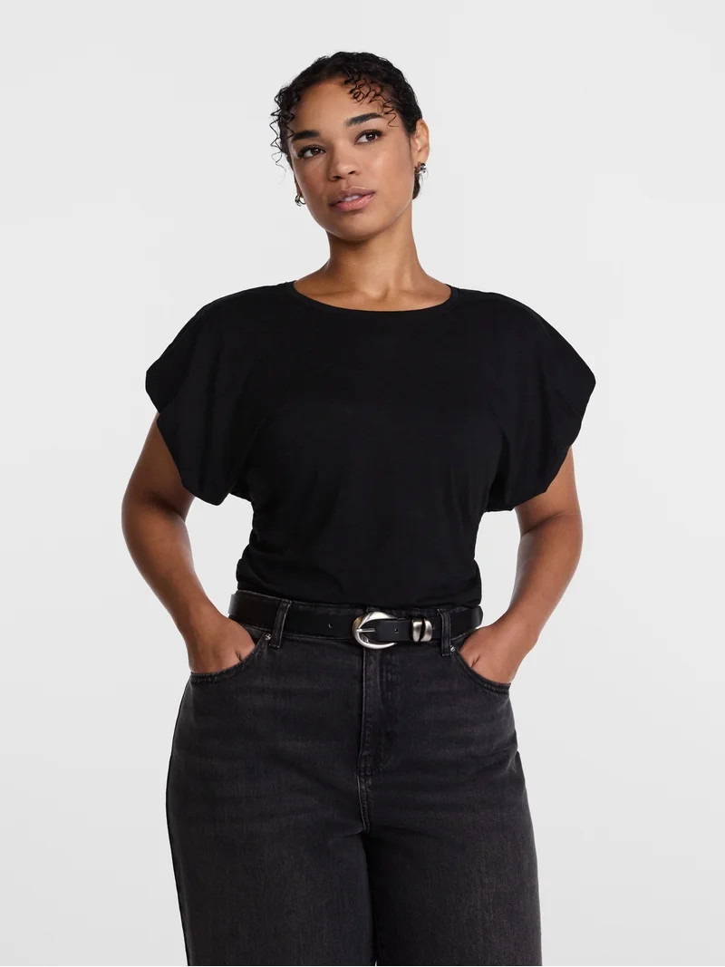 Scenario Women's and Women's Plus Tee with Short Bubble Cap Sleeves, Sizes XS-4X | Walmart (US)