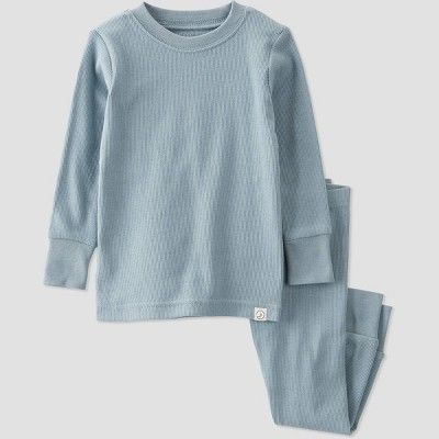 little planet by carter's Toddler 2pc Solid Knit Organic Cotton Pajama Set - Blue | Target