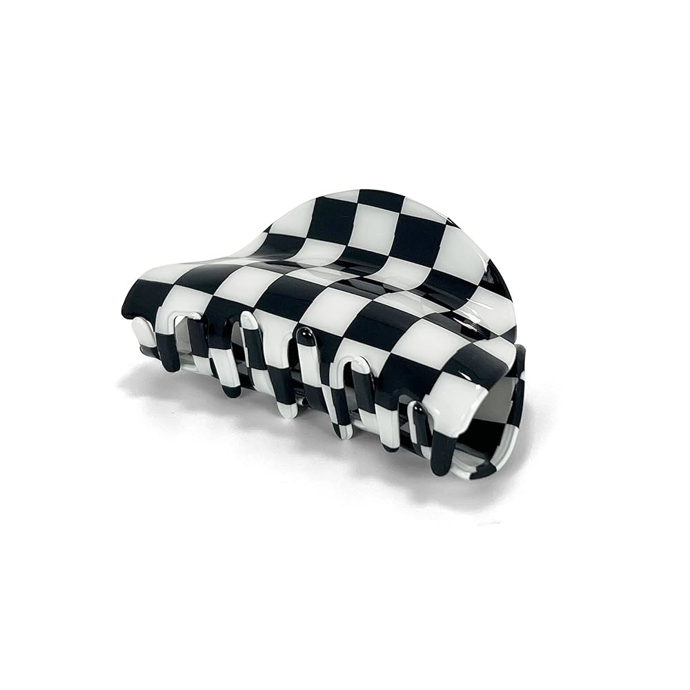 Two Oh One Checkered Hair Clip Claw Acrylic Strong Hold Women's Accessory for all Hair Type, Blac... | Amazon (US)