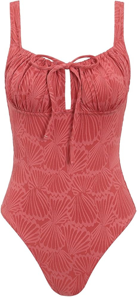 BERLOOK Womens Sexy Floral One-Piece Swimsuit Tie Slimming Bathing Suits Push Up Swimwear | Amazon (US)