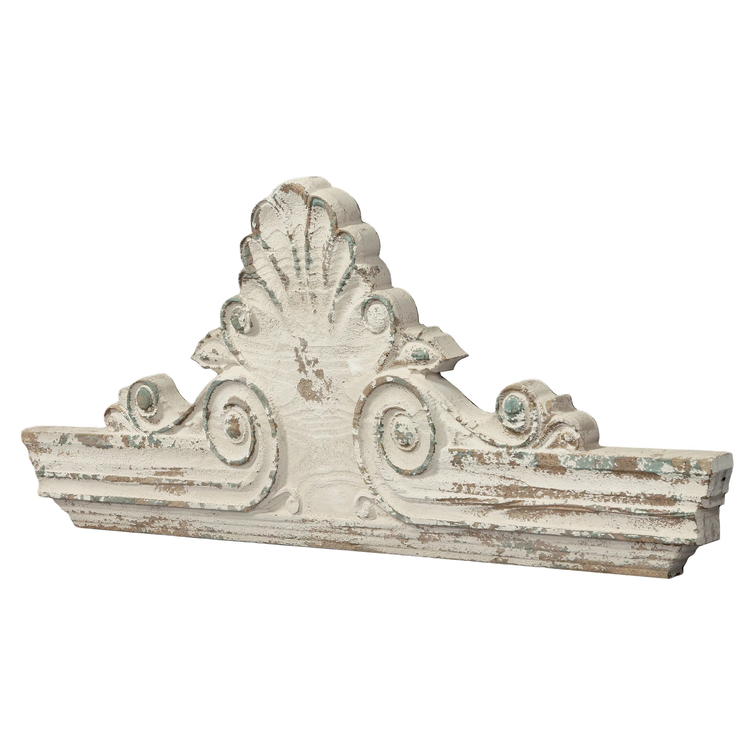 33" Distressed White Wood Carved Wall Decor, Farmhouse Wall Scroll Over The Door Decor | Wayfair North America