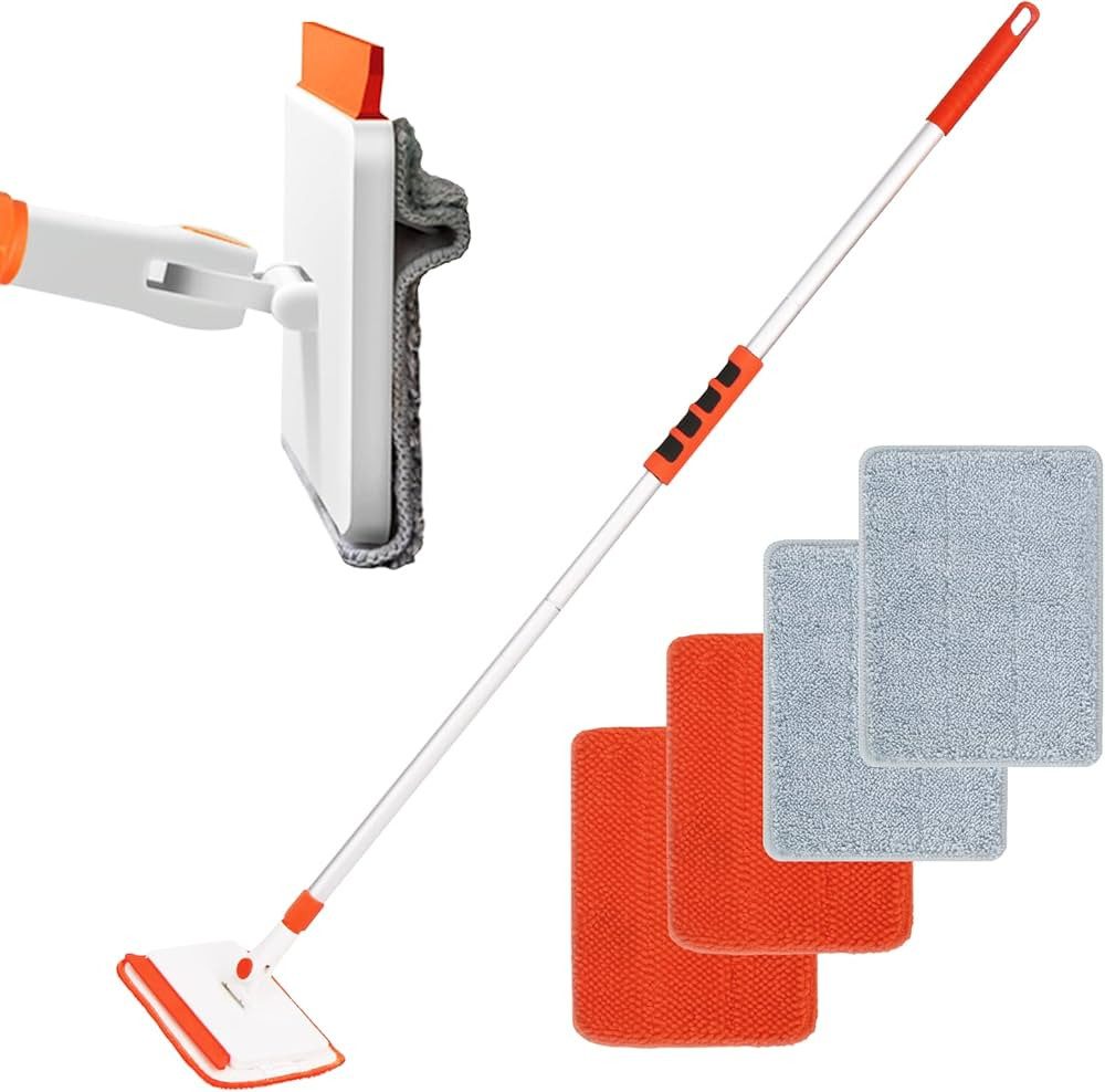 Qaestfy Wall & Baseboard Cleaner Mop Tool with 49'' Long Handle for Cleaning Window Floor Skirtin... | Amazon (US)