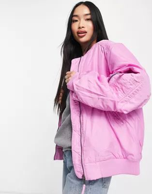 Monki recycled bomber jacket in pink | ASOS | ASOS (Global)
