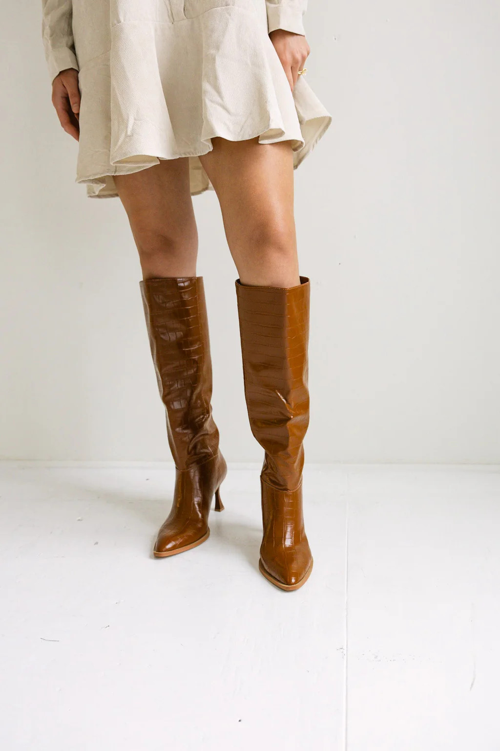 The Chelsea Croc-Embossed Knee-High Boots | Ardire Collection
