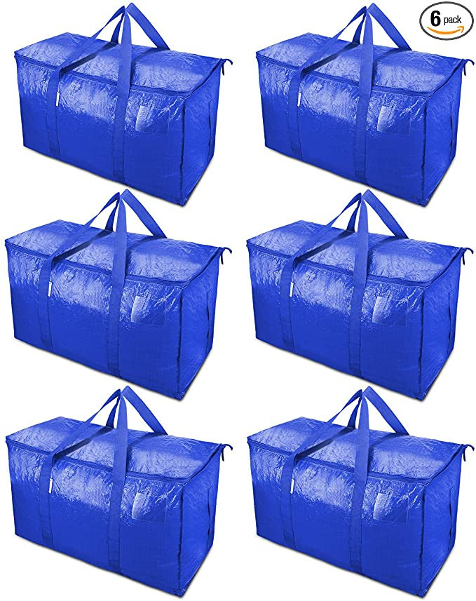 TICONN 6 Pack Extra Large Moving Bags with Zippers & Carrying Handles, Heavy-Duty Storage Tote fo... | Amazon (US)