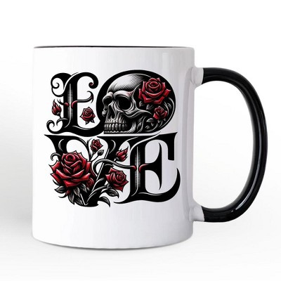 Gothic Love Skull Roses Personalized Mug, Dark Valentine Romance Gift with Custom Name Non Custom 12 oz | Target