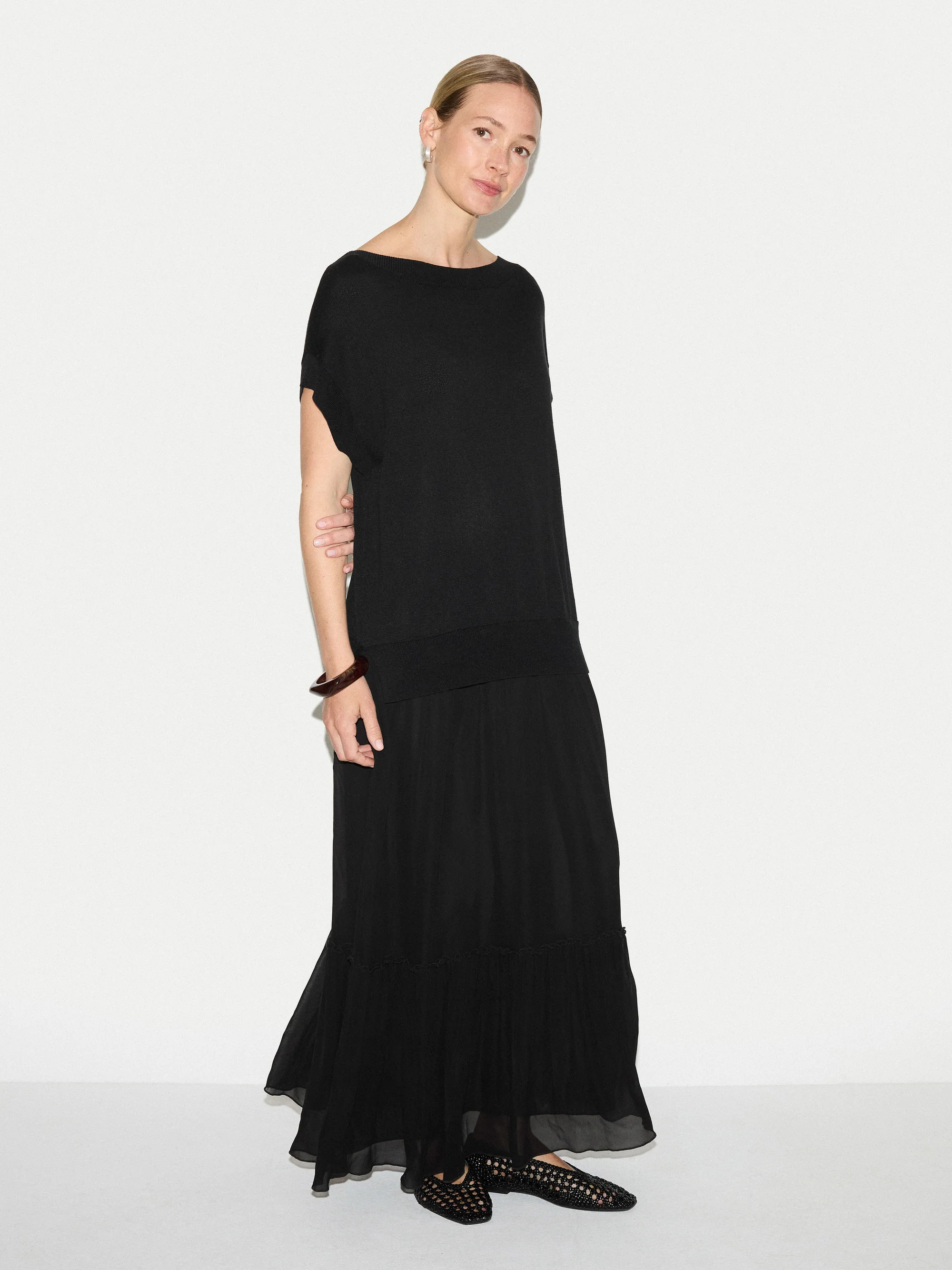 Knit Flowy Dress | Black | Jigsaw (UK)