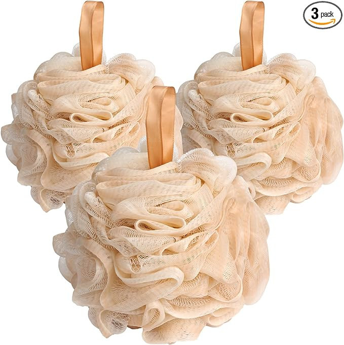 Fishent Loofah - Bath Sponge, 3 Pack 60G Large Shower Mesh Ball Soft Pouf Body Scrubber, Shower L... | Amazon (US)