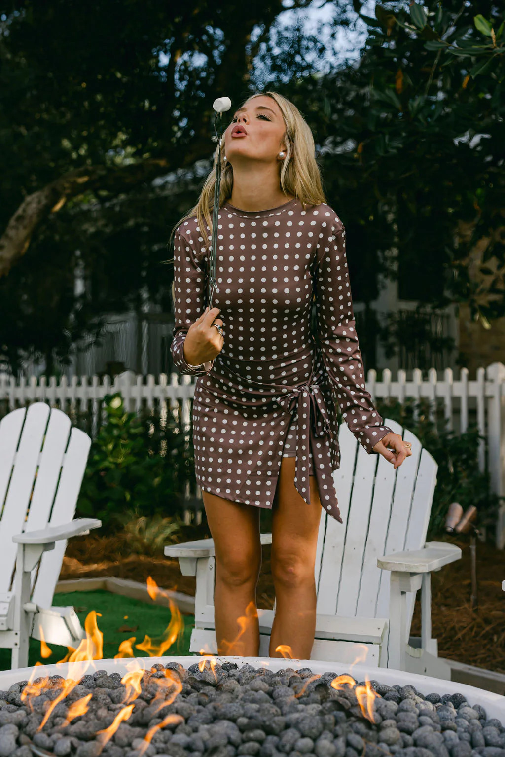 Bea Long Sleeve Easy Fit - Brown Polka Dot | Fancyd Boutiqe