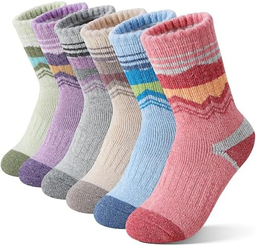 EBMORE Kids Merino Wool Hiking Socks Thermal Winter Warm Thick Boys Toddlers Girls Cushion Crew S... | Amazon (US)
