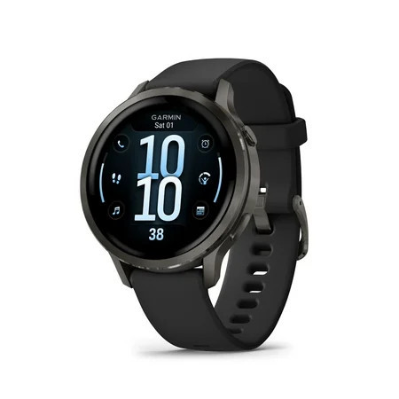 Garmin Venu 4, 41mm, Advanced Health and Fitness GPS Smartwatch, Bright and Colorful Display, Built-In Flashlight, 10 Days of Battery Life, Slate with Black Silicone Band | Walmart (US)