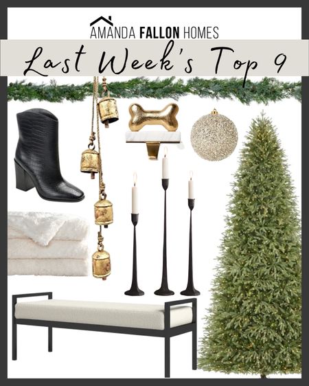 Last week’s best sellers! 

Bench. Candlesticks. Christmas tree. Sparkly ornament. Affordable ornaments. Black booties. Ankle boots. Dog stocking holder. Marble stocking holder. Gold bells. Christmas bells. White fur blanket. Fur throw. 

#LTKHoliday #LTKhome