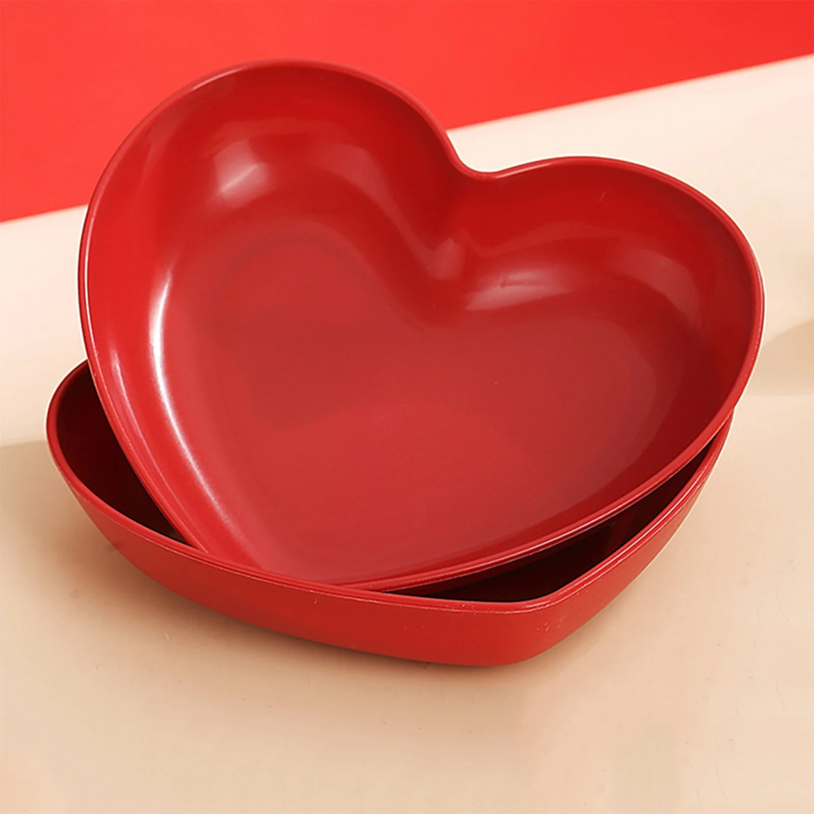 ZhyrZng 2Pcs Red Heart Shaped Plates - Plastic Snack Serving Tray for Valentine's Day Party Cake ... | Walmart (US)