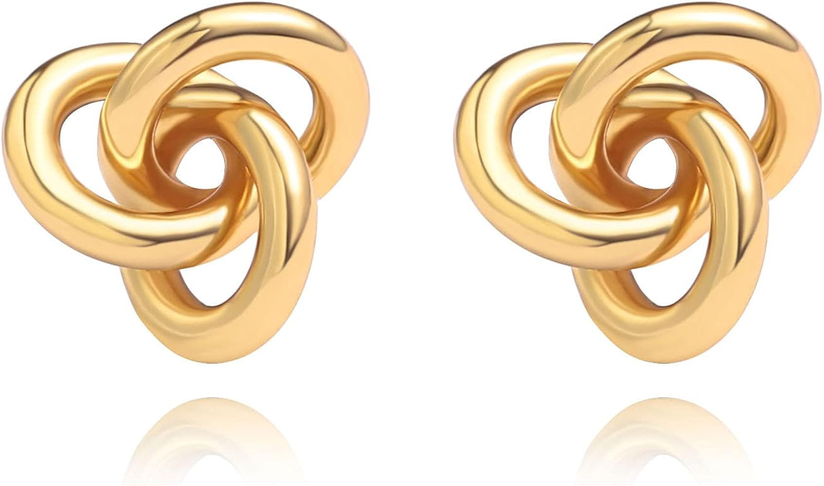 18K Gold Love Knot Stud Earrings for Women Statement Button Pearl Stud Earrings Minimalist Cute S... | Amazon (US)