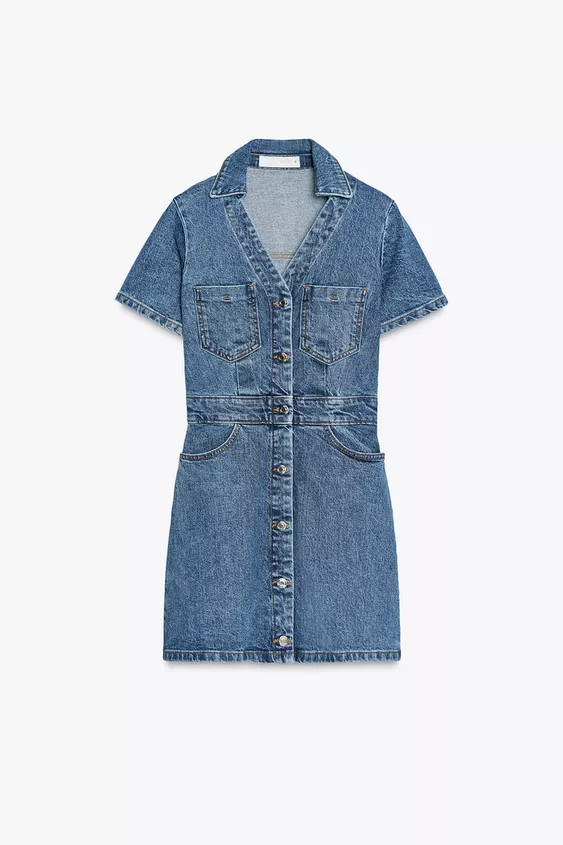 Z1975 MINI DENIM SHORT SLEEVE DRESS | Zara US