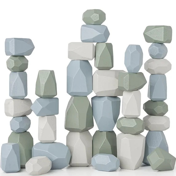 Comfy Cubs Stacking Blocks for Toddlers 36 Pieces - Educational Wooden Blocks Toddler Toys Set