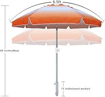 AMMSUN 6.5 ft Beach Umbrella with Tilt Aluminum Pole Separate Sand Anchor, Portable Windproof Bea... | Amazon (US)