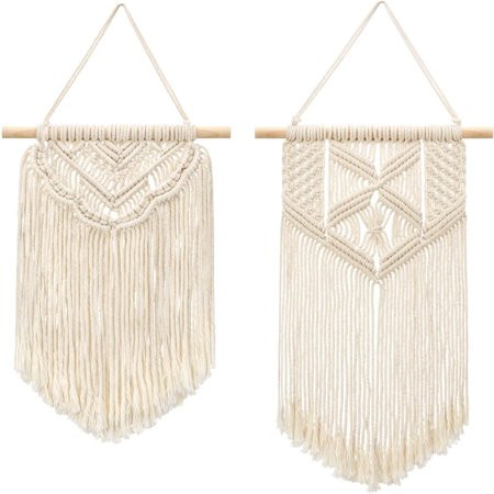 DecorX 2 Pcs Macrame Wall Hanging Art Woven Wall Decor Boho Chic Home Decoration for Apartment Bedro | Walmart (US)