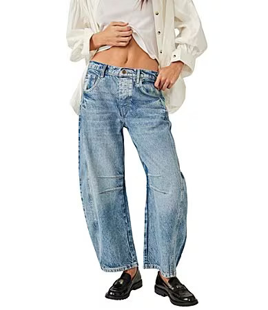 Free People We The Free Good Luck Mid-Rise Wide Leg Barrel Jeans - 26 | Dillard's