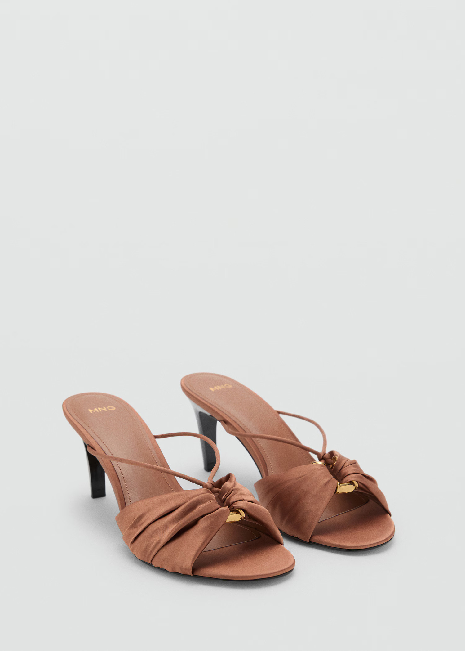 Satin high-heeled sandals with metallic embellishment - Women | MANGO USA | Mango (US/MX/AU)