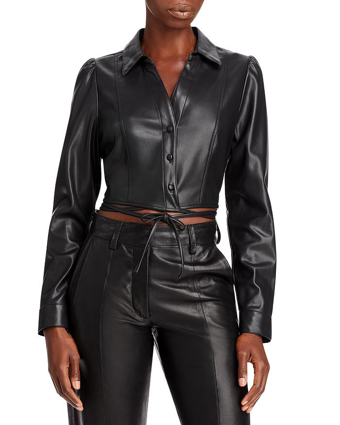 Juno Faux Leather Tie Waist Top | Bloomingdale's (US)