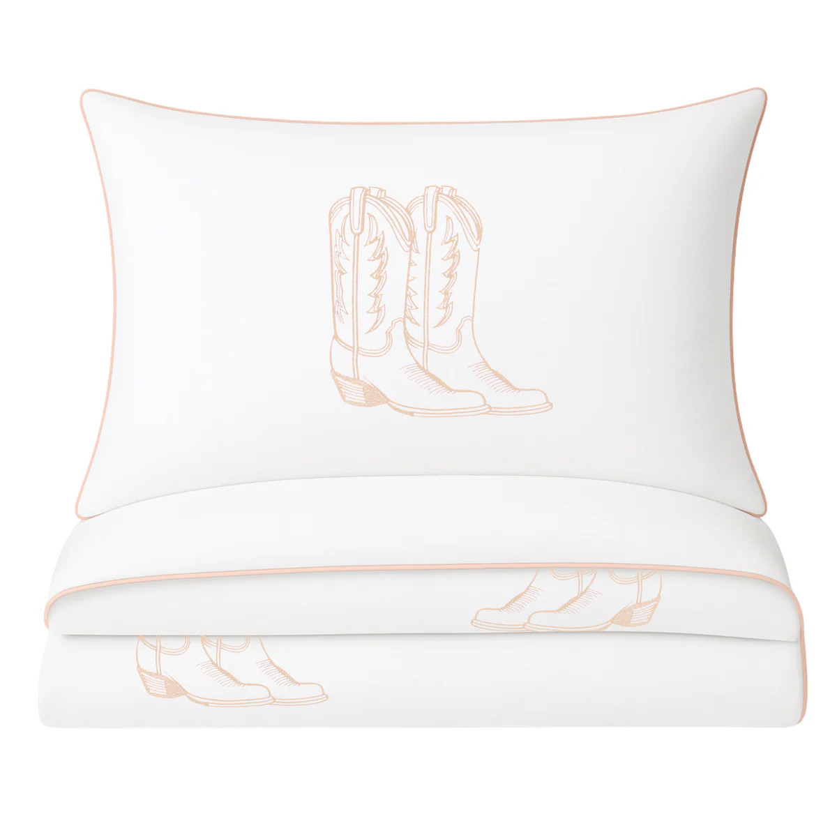 Cowboy Boot Duvet Cover in Pale Blush | Western Bedding | Scout Design Studio