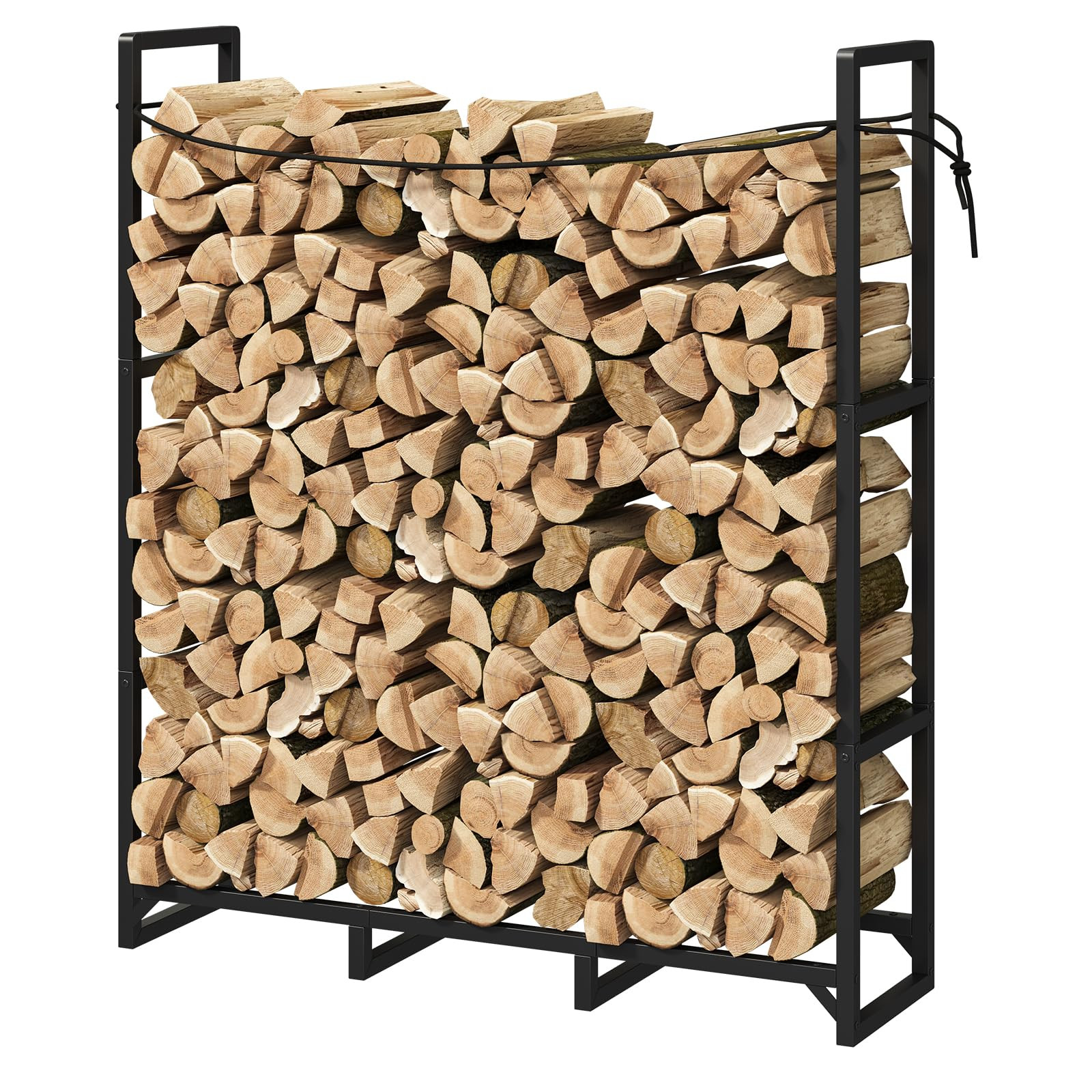 3.7FT Firewood Log Rack Outdoor Indoor Log Holder Fireplace Heavy Duty Wood Holder Stacker Patio ... | Amazon (US)