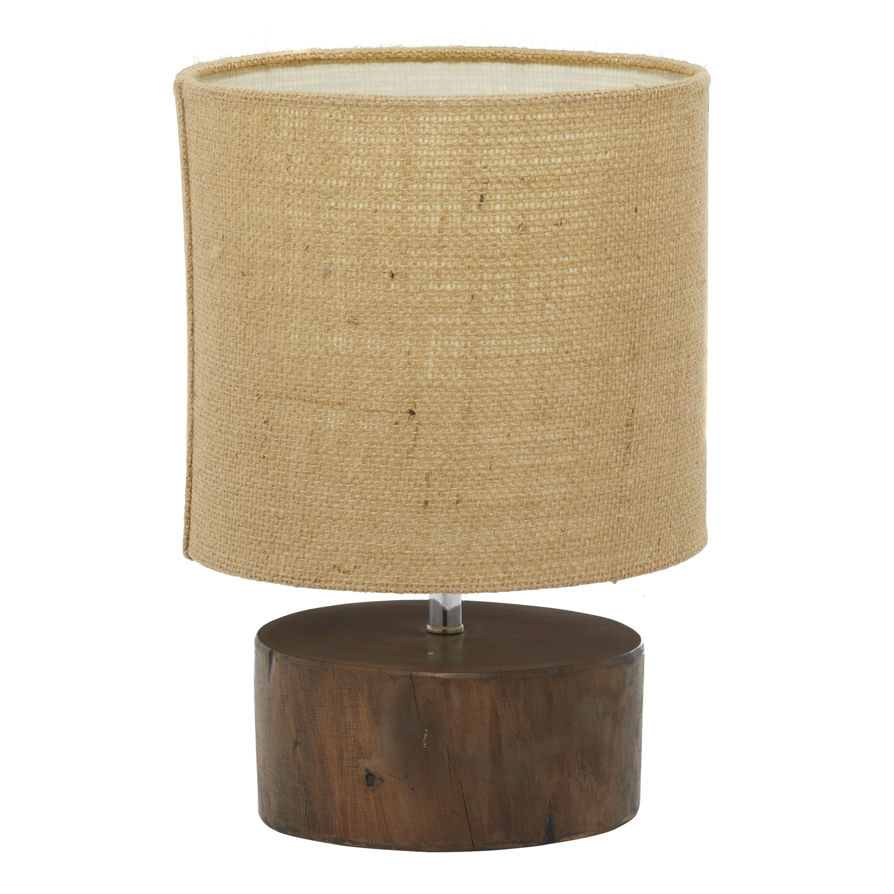 Dark Brown Mahogany Wood and Natural Jute Table Lamp | World Market