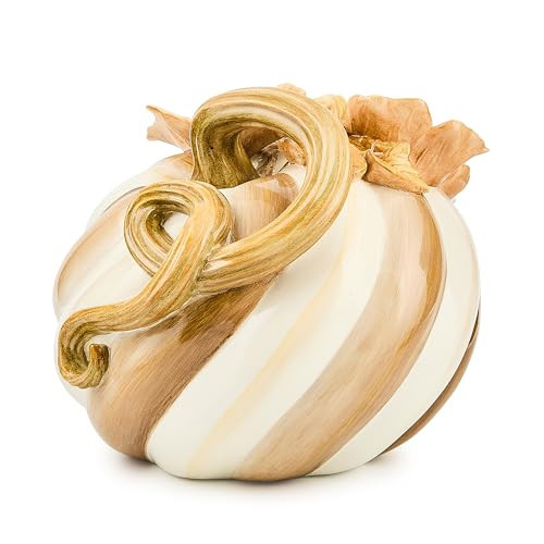 MACKENZIE-CHILDS Twisted-Stem Pumpkin, Resin Halloween Home Decor, Brown-and-White Mocha Swirl | Amazon (US)