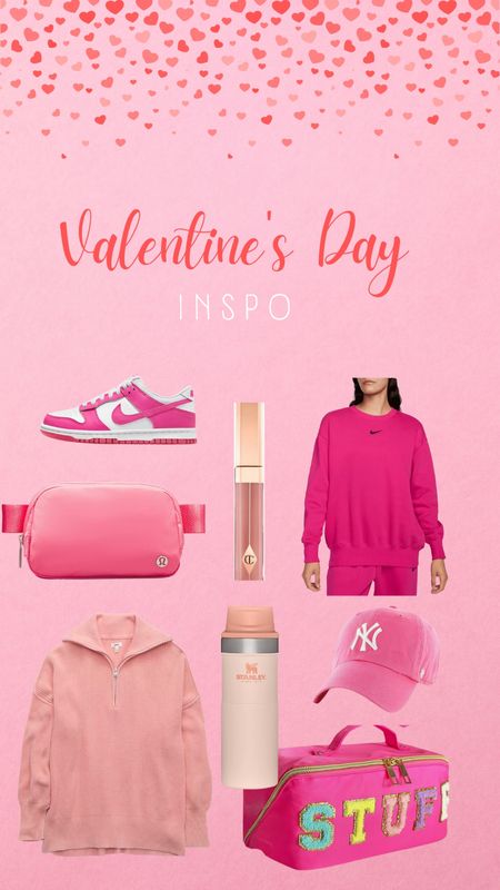 All things Pink for VDay! I just ordered the pink dunks in a 6.5Y and I’m normally a women’s 8. I have the Stanley cup, Nike Sweatshirt, Makeup Bag and the Gloss in Pillow Talk. All so good!!! 

Vday
Valentines Day 
Pink 
Pink aesthetic 
Pink inspo 
For her 
Tween girls 
Teen girls 

#LTKGiftGuide #LTKshoecrush #LTKfindsunder100