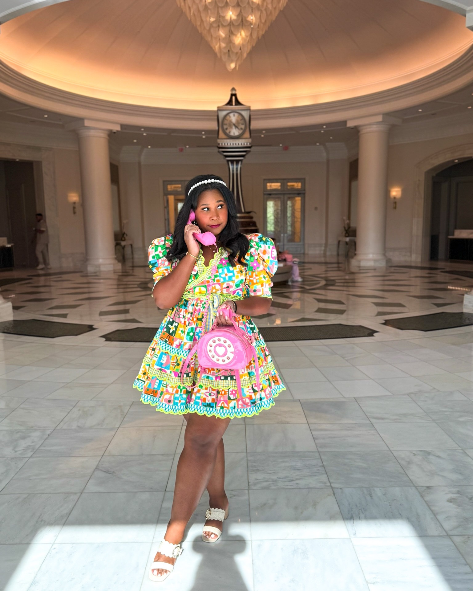 Who needs a signal when the style is this strong? 🎀💁🏾‍♀️☎️ 
•
•
This @celiabdesigner dress is one of my all time faves! It’s sold out but if you DM me or comment STYLE I’ll send you the link to one similar & just as fun! 💖 


#fashionista #dopaminedressing #summerdress 

#LTKMidsize