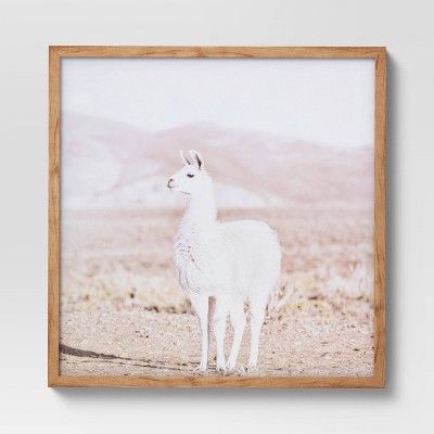 24" x 24" Llama Framed Wall Art Brown - Threshold™ | Target
