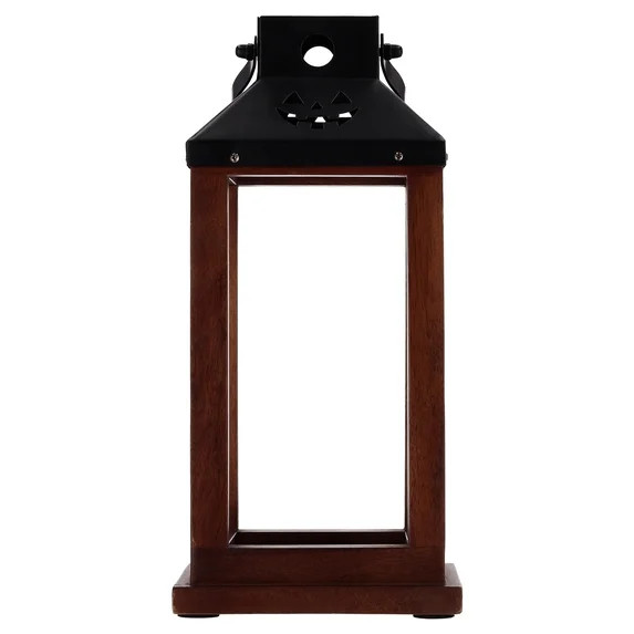 Metal and Wood Lantern Tabletop Decoration, Black and Dark Walnut, 11.75", Fall by Way To Celebra... | Walmart (US)