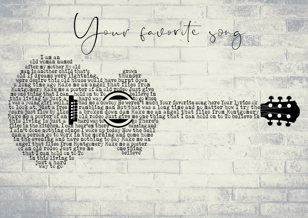 Custom Lyrics-your Photo Here-guitar Lyrics-song Lyrics Wall Art-digital Print-wedding Song Wall ... | Etsy (US)
