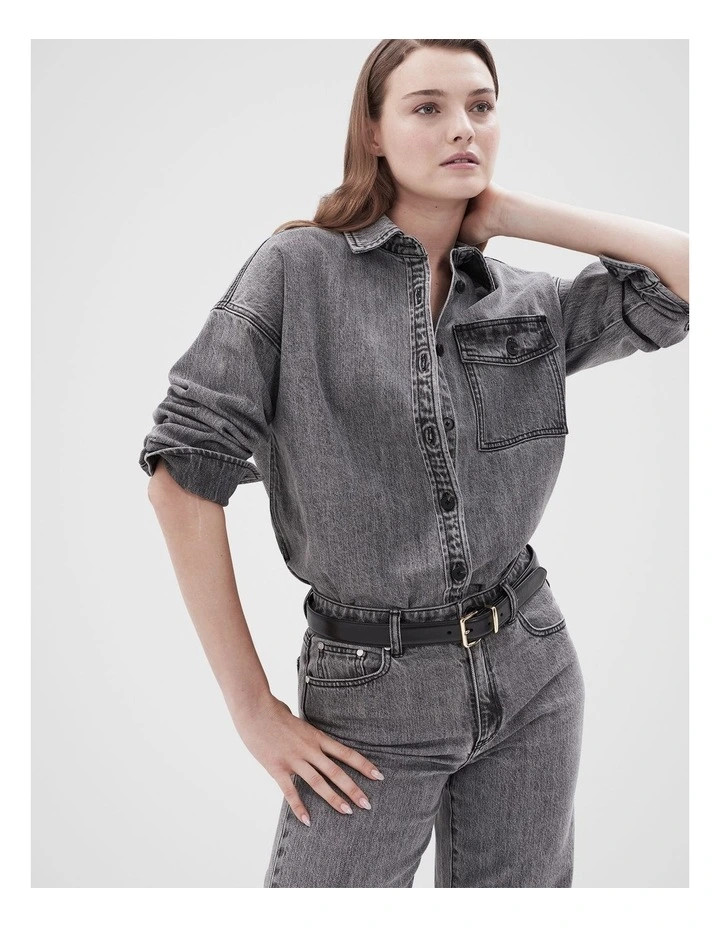 UnisonRelaxed Denim Overshirt in Black | Myer