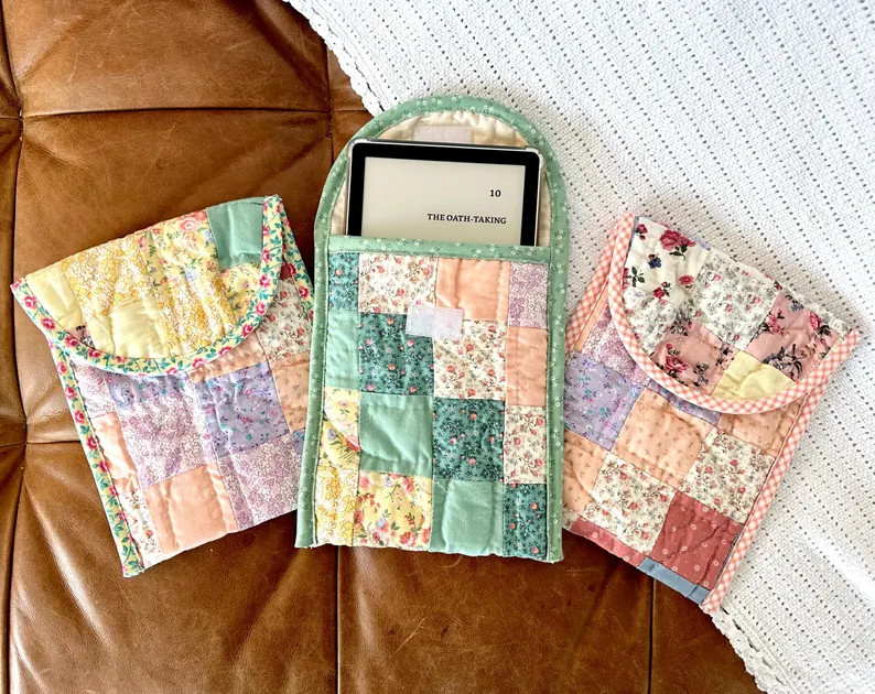 Vintage Patchwork Girl Quilted Kindle Sleeve, Ditsy Pastel Florals-sewn From Vintage Quilts | Val... | Etsy (US)