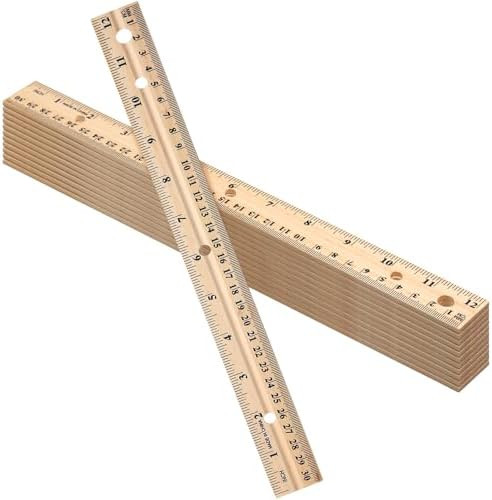 12 Pack Wood Rulers Dual Scale Student Ruler 12 Inch/30 cm | Amazon (US)