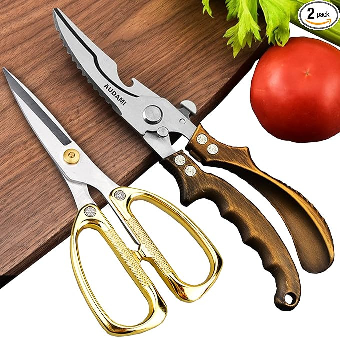 Premium Kitchen Shears 2-Pack Heavy Duty Poultry & Meat Scissors, Bone Shears for Cooking | Amazon (US)
