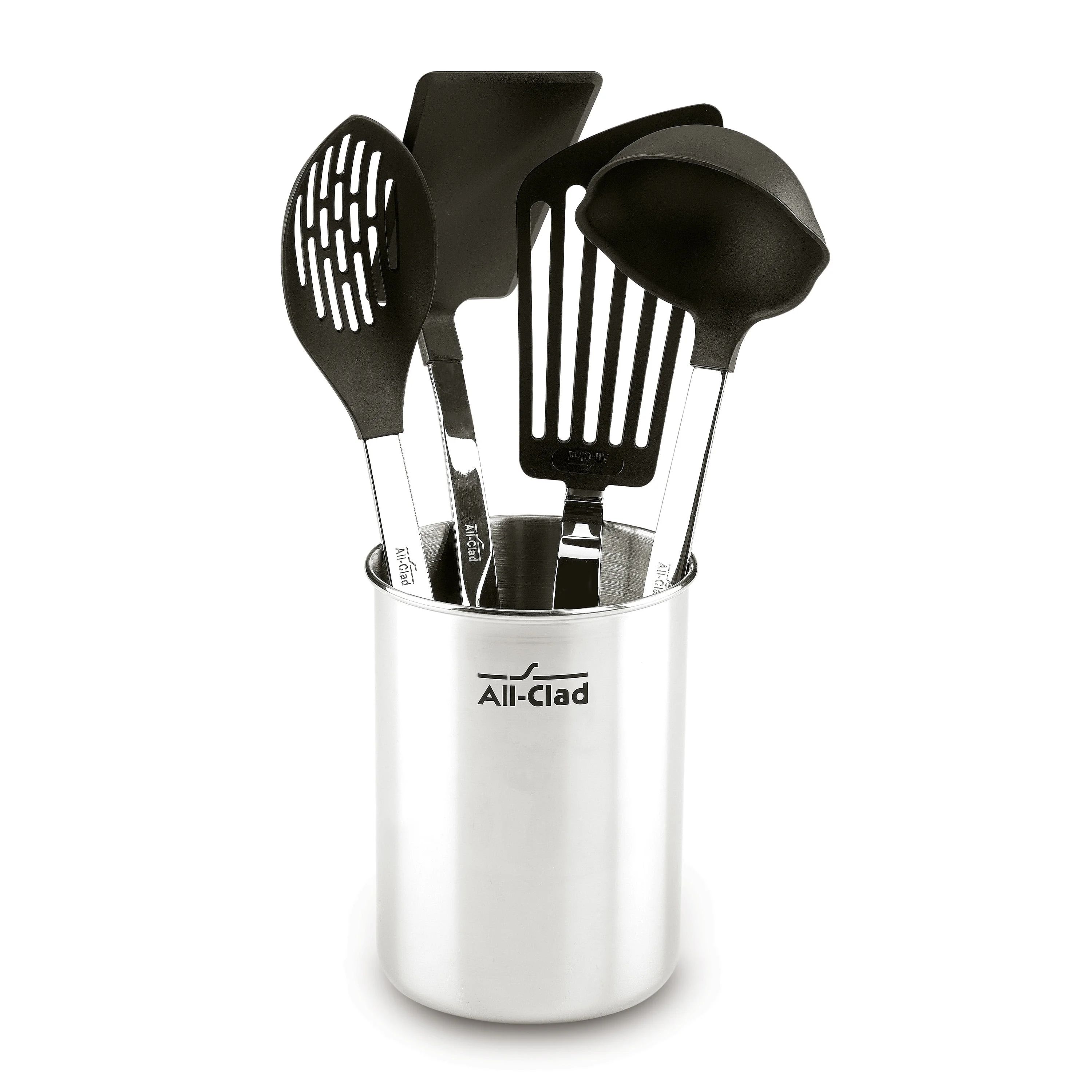 All-Clad Scratch & Heat-Resistant Nylon Tools with Stainless Steel Handles and Caddy, 5-Piece | Walmart (US)