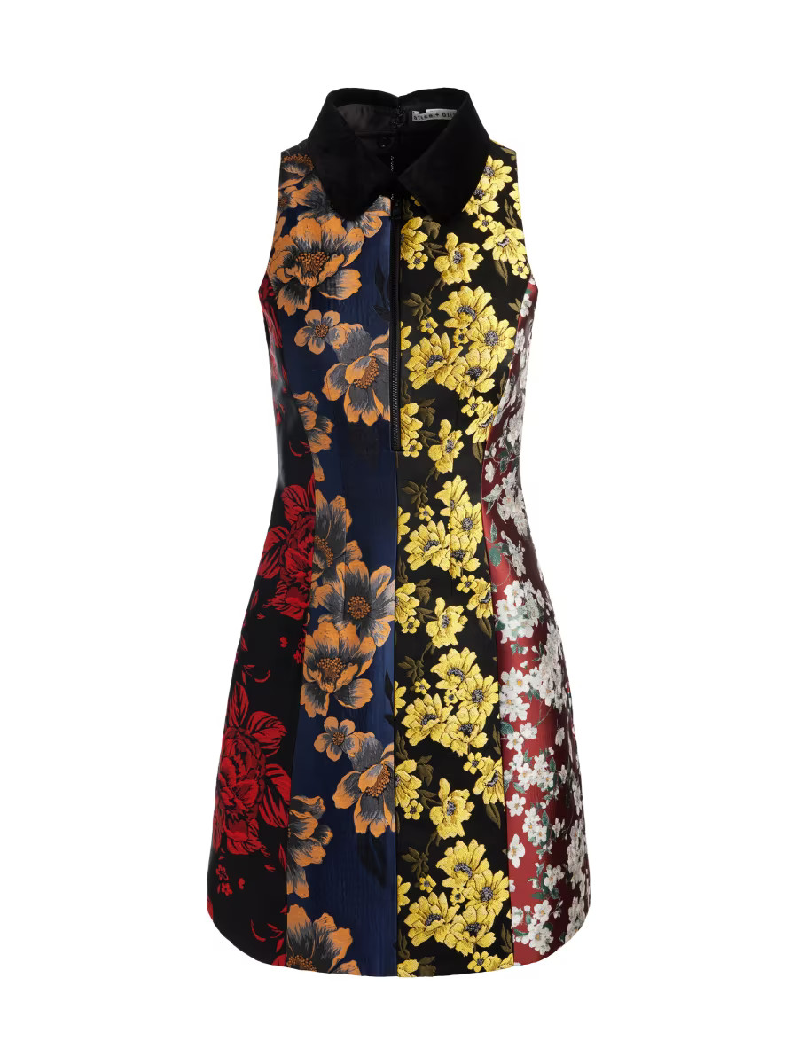 Alice + Olivia Velia Jacquard Collared Minidress | Saks Fifth Avenue | Saks Fifth Avenue
