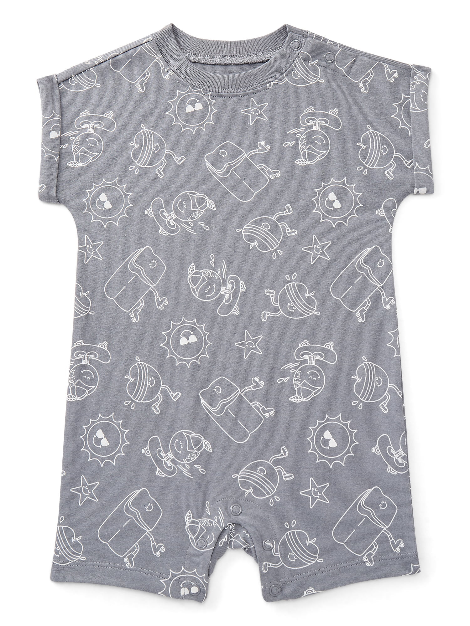 Wonder Nation Baby Boys Printed Jersey Romper, Sizes 0M-24M | Walmart (US)