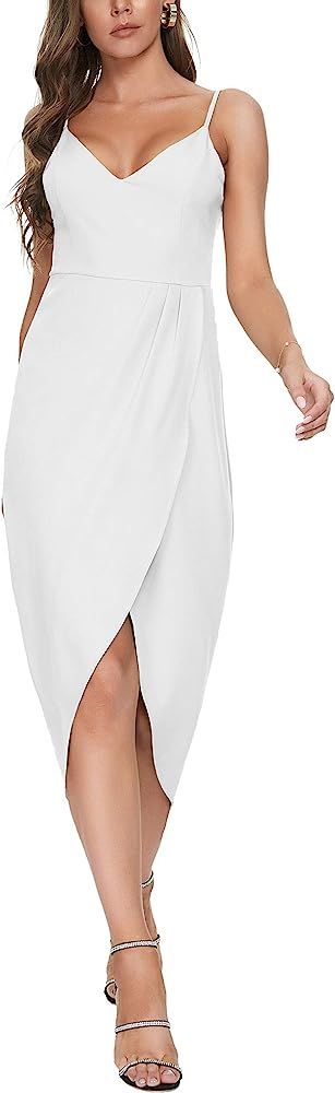 CMZ2005 Women's Sexy V Neck Backless Maxi Dress Sleeveless Spaghetti Straps Cocktail Party Dresse... | Amazon (US)