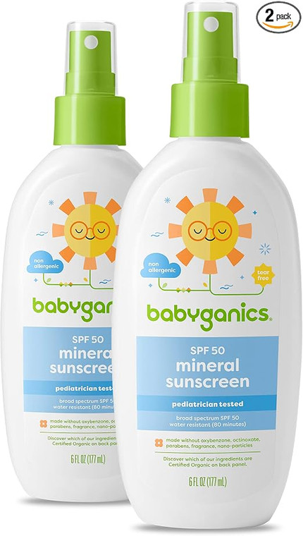 Click for more info about Babyganics SPF 50 Baby Sunscreen Spray | UVA UVB Protection | Octinoxate & Oxybenzone Free | Wate...