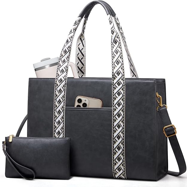 LOVEVOOK Laptop Tote Bag for Women,Vintage Work Bag,Waterproof Leather Computer Briefcase 2PCs,Of... | Amazon (US)