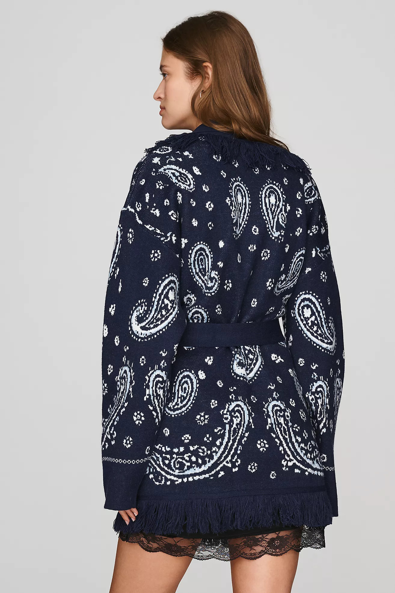 Flat White Fringe Wrap Cardigan Sweater | Anthropologie (US)
