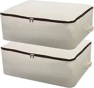 2PCS Canvas Storage Bag, 12OZ Thick Soft Breathable Closet Organizer for Beddings, Comforters, Pi... | Amazon (US)