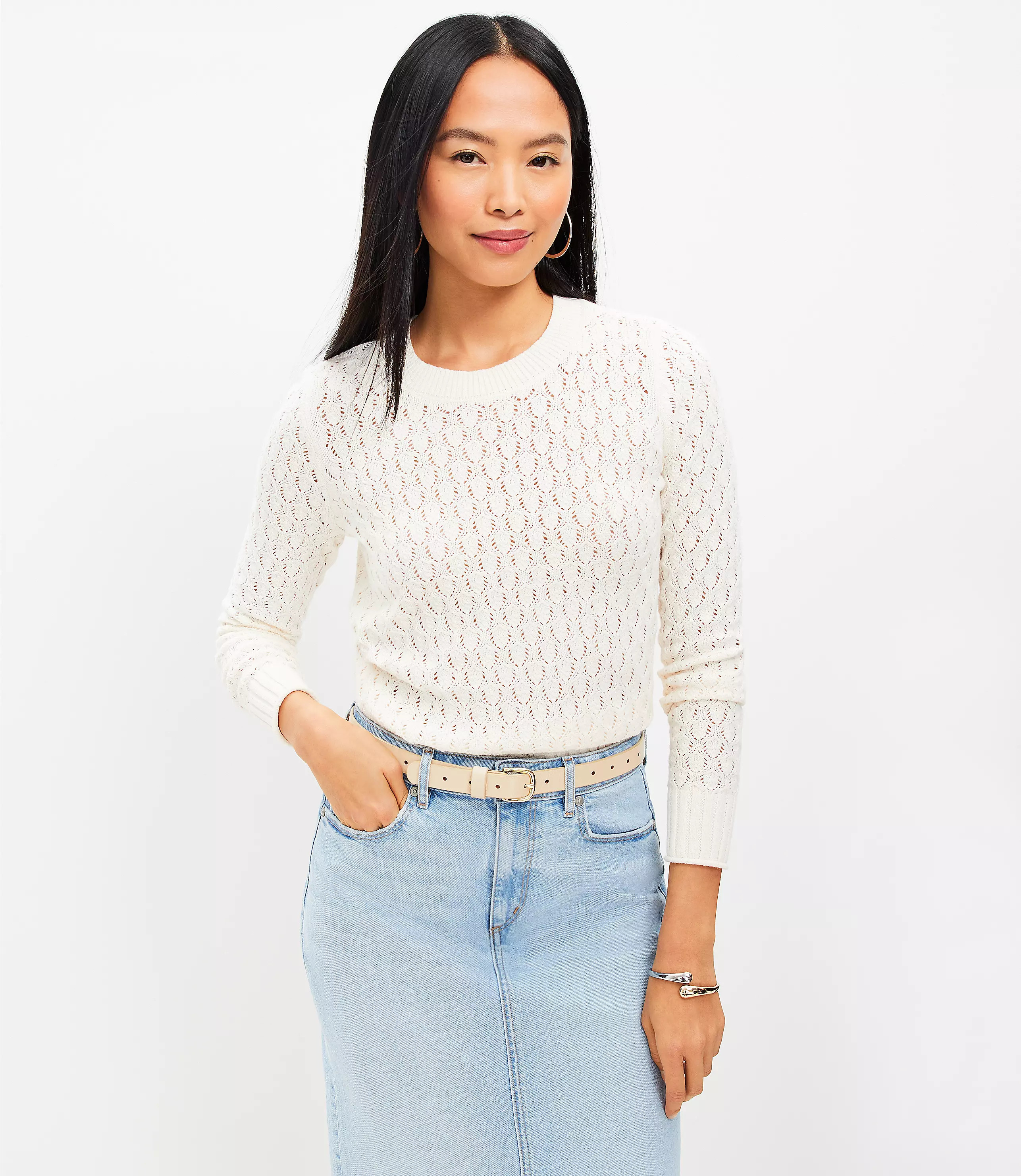 Pointelle Sweater | LOFT